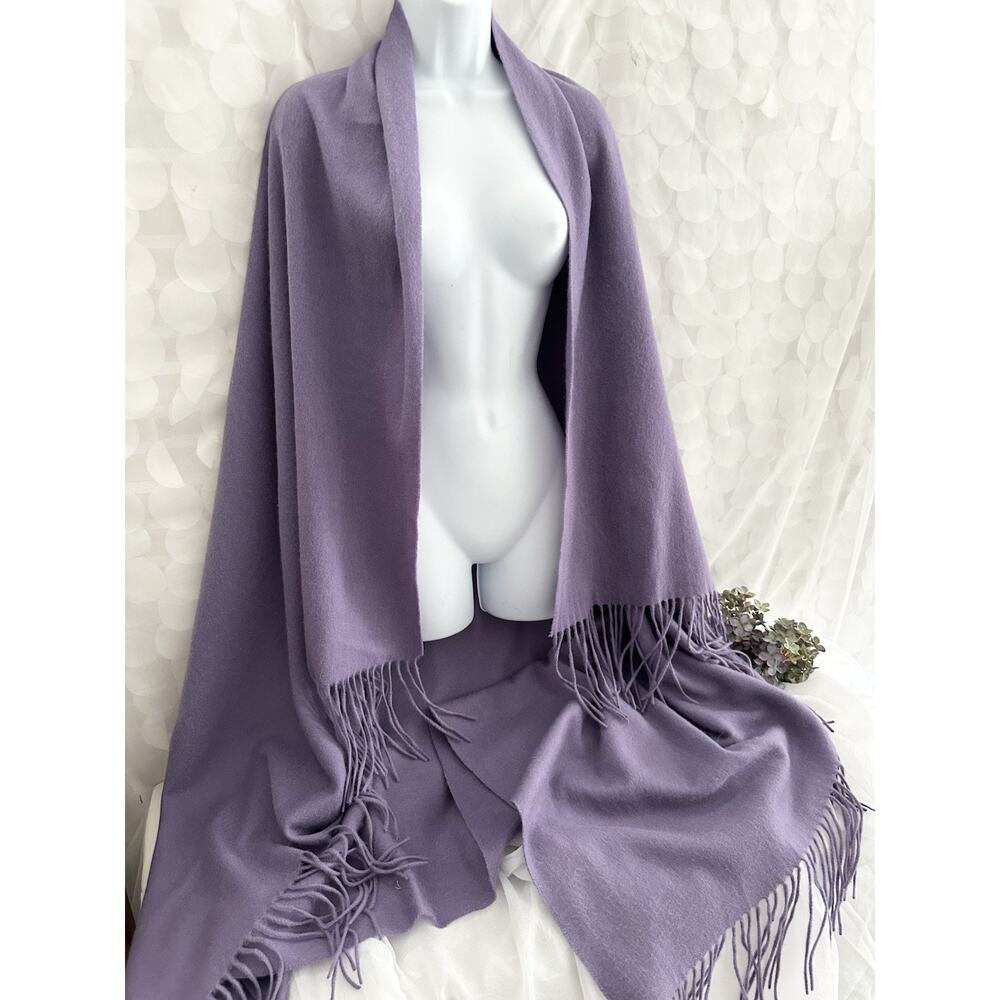 PUR CASHMERE 100% Cashmere Wrap Pashima Shawl Lavender Fringed INNER MONGOLIA - Picture 5 of 9